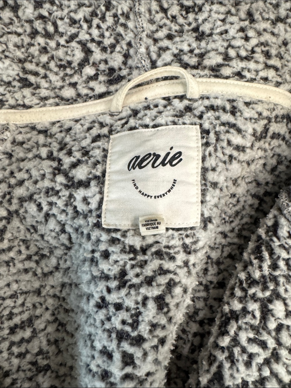 Aerie Plush Sherpa Hooded Robe in Light Gray - Picture 2 of 5